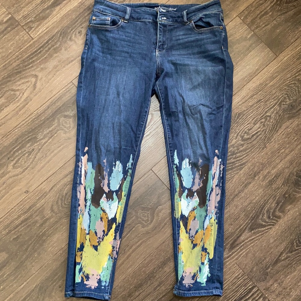 Printed canvas jeans